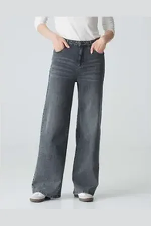 Opus Weite Jeans Wide Leg Jeans MARLI PALAZZO High Rise mit Stretch grau 38 L32