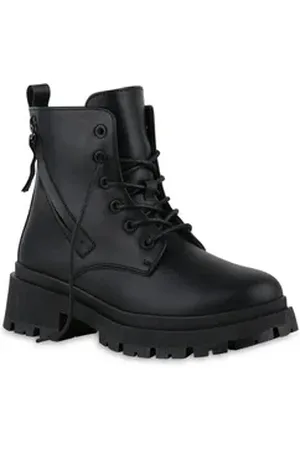VAN HILL Damen Leicht Gefütterte Schnürstiefeletten Stiefeletten Schuhe 841488 Schnürstiefelette Schuhe schwarz 40 EU