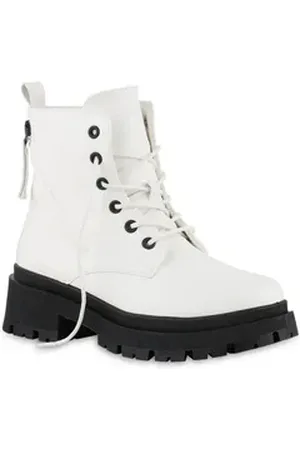 VAN HILL Damen Leicht Gefütterte Schnürstiefeletten Stiefeletten Schuhe 841488 Schnürstiefelette Schuhe weiß 39 EU