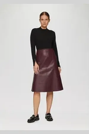 QS by s.Oliver BLACK LABEL Minirock Ausgestellter Rock aus Lederimitat Teilungsnähte 40