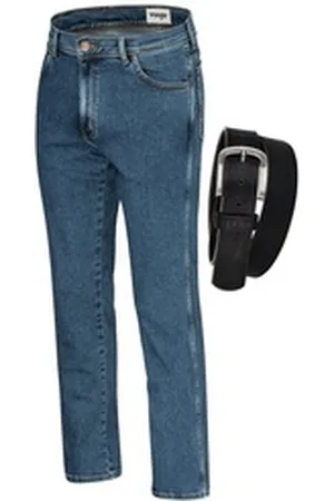 Wrangler Straight-Jeans Texas Authentic Straight Herrenstrechjeans mit Gürtel blau|schwarz W31