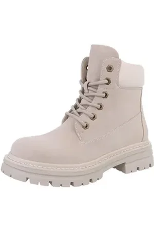 Ital-Design Damen Schnürschuhe Freizeit Stiefelette (87740357) Blockabsatz Plateaustiefeletten in Beige beige|braun 39 EU