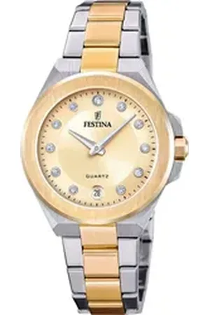 Festina Quarzuhr Mademoiselle F20702/2, Armbanduhr, Damenuhr, Edelstahlarmband, analog, Tag, Zirkonia (synth) silberfarben