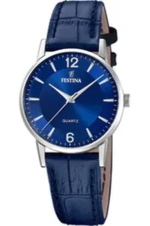 Festina Quarzuhr F20691/4, Armbanduhr, Damenuhr, Lederarmband, analog blau