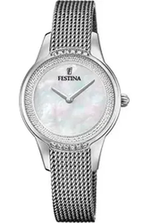 Festina Quarzuhr Mademoiselle F20494/4, Armbanduhr, Damenuhr, Edelstahlarmband, analog, Zirkonia (synth) silberfarben