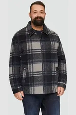 QS by s.Oliver Outdoorjacke Karierte Hemdjacke aus Wollmix Blende blau 4XL