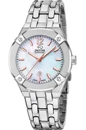 Jaguar Quarzuhr Diplomatic J1016/1, Armbanduhr, Damenuhr, Swiss Made, Edelstahlarmband, analog, Tag silberfarben