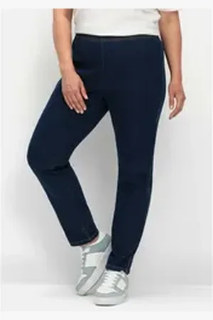 Sheego Jeansjeggings Große Größen mit Stretchbund, in schmaler Beinform blau 44
