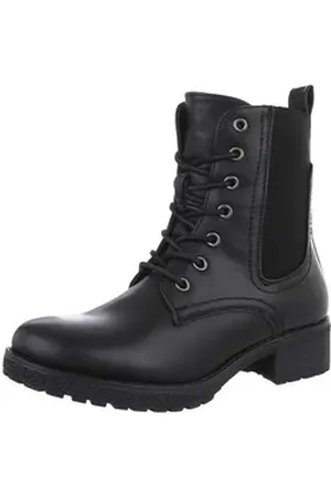 Ital-Design Damen Schnürschuhe Freizeit Stiefelette (87740314) Blockabsatz Schnürstiefeletten in Schwarz schwarz 38 EU