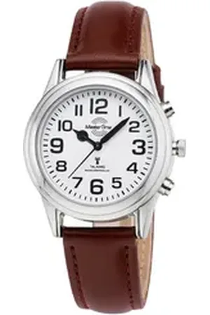 Master Time Funkuhr Sprechende mit Lederband weiß