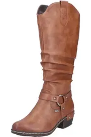 Rieker Westernstiefel, Blockabsatz, Cowboystiefel mit wasserabweisender TEX-Membran braun 38 EU