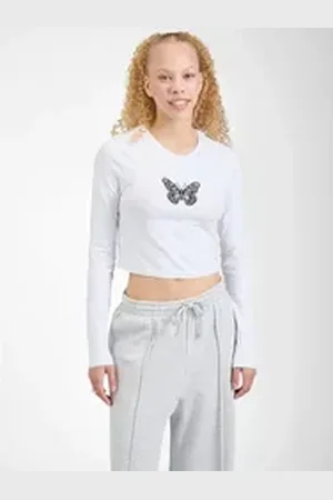 Noisy May Langarmshirt NMSILJA (1-tlg) Stickerei schwarz|weiß L