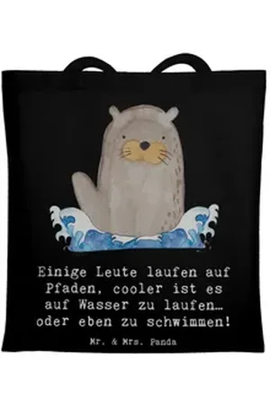 Mr. & Mrs. Panda Tragetasche Schwimmen Pfade - Schwarz - Geschenk, Schwimmer, Strandtasche, Ausdau (1-tlg) schwarz