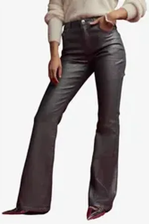 Next Schlagjeans Ausgestellte Jeans Glitzerbeschichtung (1-tlg) silberfarben 28