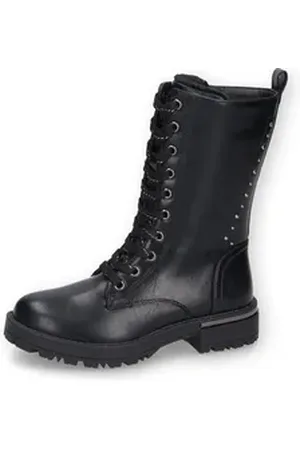 Dockers By Gerli Winterboots Chunky Stiefel, Biker Boots Plateauboots mit Blockabsatz schwarz|silberfarben 31 EU