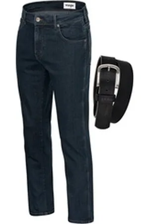 Wrangler Straight-Jeans Texas Authentic Straight Herrenstrechjeans mit Gürtel blau|schwarz W31