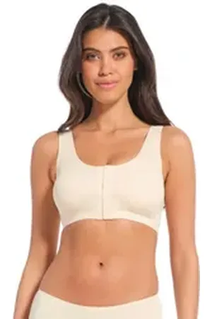 MAGIC Bodyfashion Bügelloser BH Posture Bra straffer, korrigierender Haltungs-BH mit Frontverschluss beige L