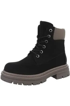 Ital-Design Damen Schnürschuhe Freizeit Stiefelette (87740353) Blockabsatz Plateaustiefeletten in Schwarz schwarz 41 EU