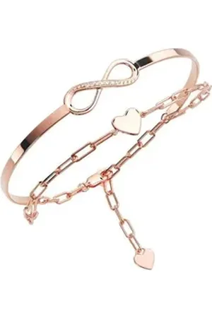 Amoonic Armband Damen Infinity Armband Sterling Silber 925 mit Zirkonia Silberarmband (inkl. Schmucktäschchen), Armband Silber, Gold Rosegold vergoldet Armkette und Armreif in einem rosa