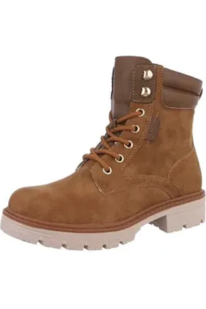 Ital-Design Damen Schnürschuhe Freizeit Stiefelette (87740254) Blockabsatz Schnürstiefeletten in Camel braun 38 EU