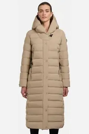 Khujo Steppmantel Teiva2-YM extralanger Damen Wintermantel mit hohem Kragen braun XXL (44)