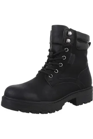 Ital-Design Damen Schnürschuhe Freizeit Stiefelette (87740262) Blockabsatz Schnürstiefeletten in Schwarz schwarz 40 EU