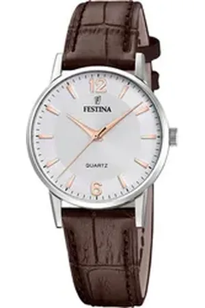 Festina Quarzuhr F20691/2, Armbanduhr, Damenuhr, Lederarmband, analog braun