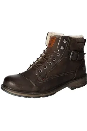 Mustang Shoes Winterboots, Blockabsatz, Winterstiefelette, Schnürboots mit kariertem Besatz braun 42 EU