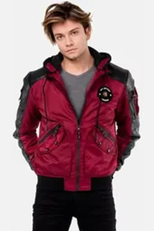 Cipo & Baxx Bomberjacke Jacke mit abnehmbarer Kapuze, CM-134 rot M