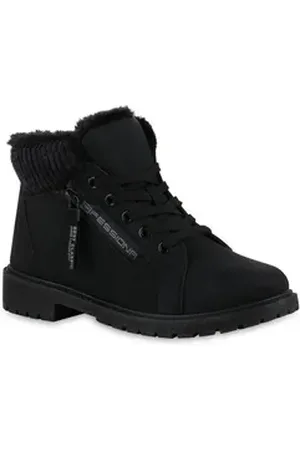 VAN HILL Damen Warm Gefüttert Worker Boots Stiefelette Bequem Prints Schuhe Stiefelette Schuhe schwarz 40 EU