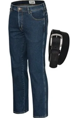 Wrangler Straight-Jeans Texas Authentic Straight Herrenstrechjeans mit Gürtel blau|schwarz W32