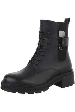 Ital-Design Damen Schnürschuhe Freizeit Schnürstiefelette (87531910) Blockabsatz Stiefeletten in Schwarz schwarz 36 EU