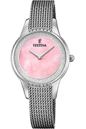 Festina Quarzuhr Mademoiselle F20494/5, Armbanduhr, Damenuhr, Edelstahlarmband, analog, Zirkonia (synth) silberfarben