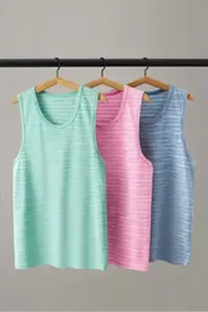 Next Print-Shirt Strukturiertes Trägertop, 3er-Pack (3-tlg) blau L