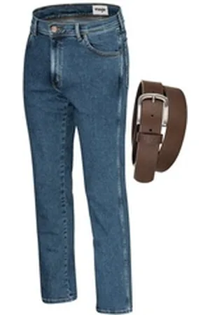 Wrangler Straight-Jeans Texas Authentic Straight Herrenstrechjeans mit Gürtel blau|braun W48