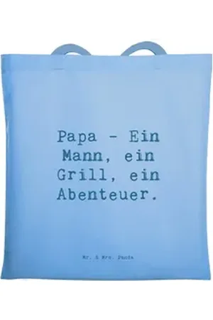 Mr. & Mrs. Panda Tragetasche Spruch Papa Abenteuer - Sky Blue - Geschenk, Mann, Tasche, Tragetasch (1-tlg) blau