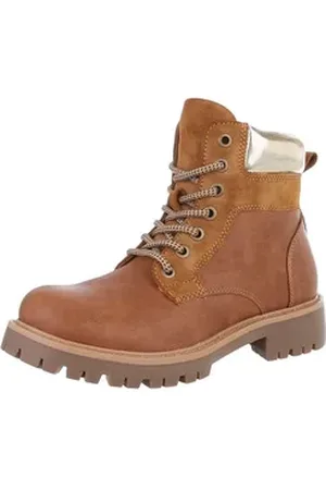 Ital-Design Damen Schnürschuhe Freizeit Stiefelette (87531899) Blockabsatz Schnürstiefeletten in Camel braun 37 EU
