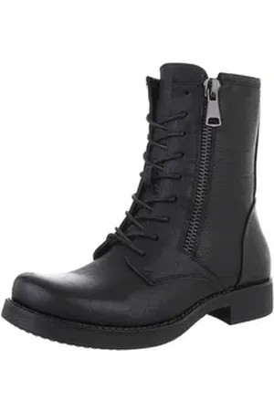 Ital-Design Damen Schnürschuhe Freizeit Stiefelette (87740388) Blockabsatz Schnürstiefeletten in Schwarz schwarz 40 EU