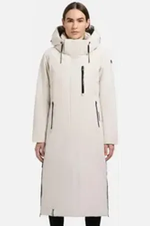 Khujo Wintermantel Lofi2-YM Langer Damen Winterparka mit Kapuze weiß S (36)
