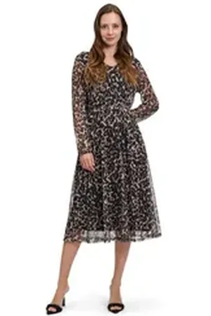 Betty & Co Midikleid Betty & Co Midikleid mit V-Ausschnitt Druck beige 42