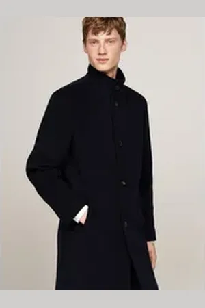 Tommy Hilfiger Wollmantel DC STAND COLLAR WOOL MIX COAT blau XL