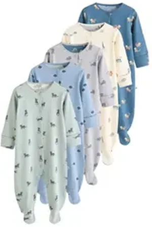 Next Schlafoverall Gemusterte Baby Schlafanzüge, 5er-Pack (5-tlg) blau 62-68 (3-6 Mon.)