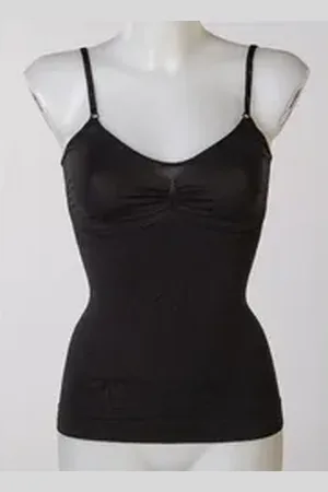 BELLY CLOUD Shapinghemd Spaghettitop mit Blüten schwarz L