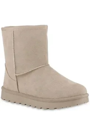 VAN HILL Damen Warm Gefütterte Winter Boots Stiefeletten Bequeme Schuhe 841490 Winterstiefelette Schuhe beige 38 EU