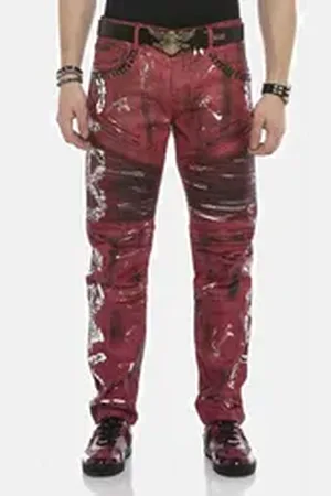 Cipo & Baxx Slim-fit-Jeans DENIM Röhrenjeans mit Farbbeschichtung, CD608 rot 34