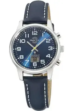 Master Time Funkuhr mit blauem Lederband blau