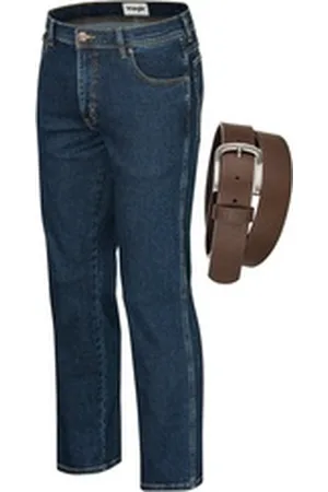 Wrangler Straight-Jeans Texas Authentic Straight Herrenstrechjeans mit Gürtel blau|braun W32