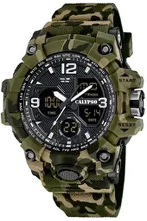 Calypso Quarzuhr Herrenuhr K5855-3 Grün Kunststoffband 56 mm