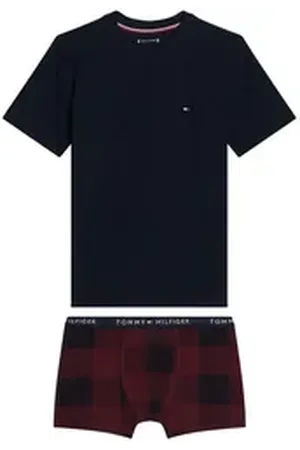 Tommy Hilfiger Underwear Pyjama SS TEE/TRUNK GIFT SET BOXED (Set, 2 tlg) mit Karomuster blau 152/158