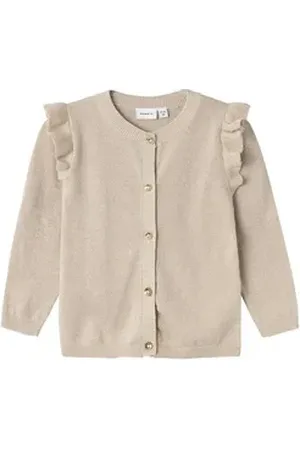 NAME IT Strickjacke NMFAbinne (1-tlg) Rüschen beige 80